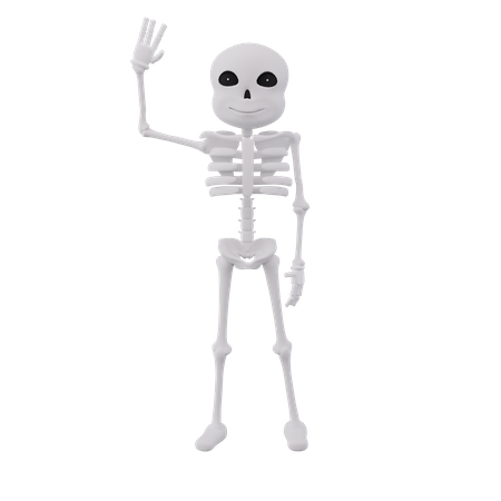 Funny skeletons say hello 3D Illustration