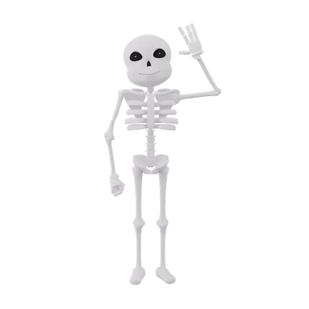 Funny skeletons say hello 3D Illustration