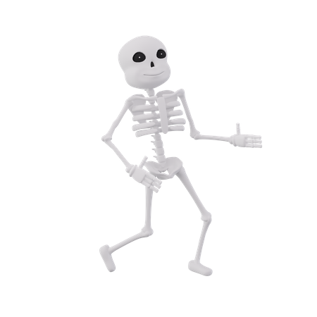 Funny skeletons showing something right  3D Illustration