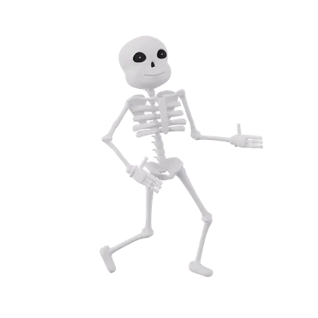 Funny skeletons showing something right  3D Illustration