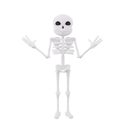 Funny skeletons standing with open hands  3D Illustration