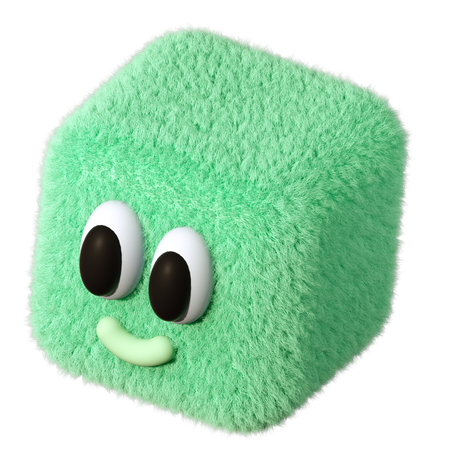 Fur Cube Shape Character  3D Icon