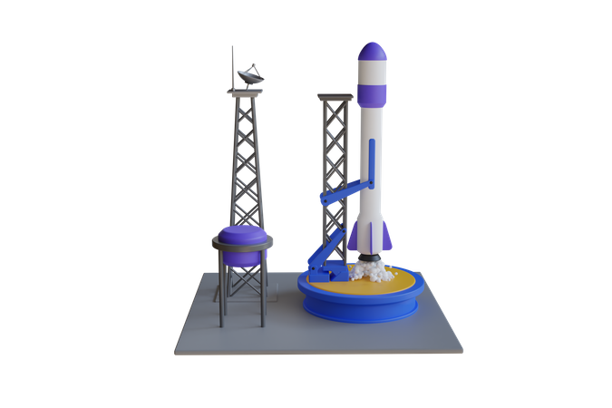 Grande fusée spatiale prête à être lancée  3D Illustration