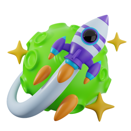 Fusée autour de la lune  3D Icon