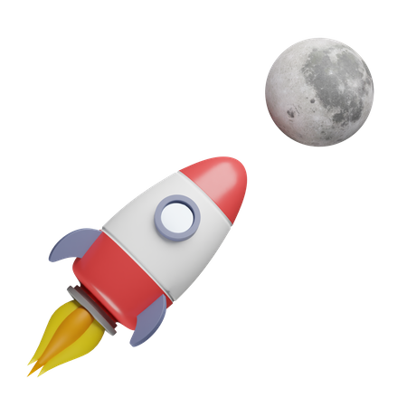 Fusée en route vers la Lune  3D Illustration