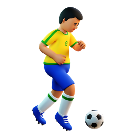 Fußballspieler dribbelt  3D Illustration