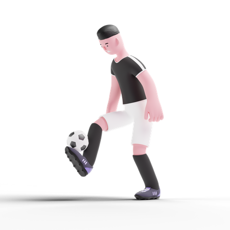 Football-Spieler dribbelt mit Ball  3D Illustration