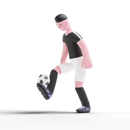 Football-Spieler dribbelt mit Ball  3D Illustration