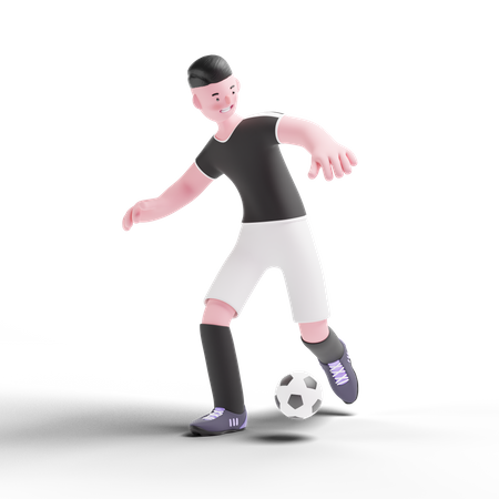 Fußballspieler dribbelt  3D Illustration