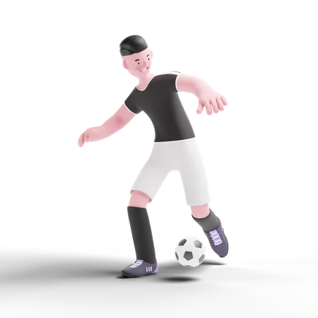 Fußballspieler dribbelt  3D Illustration