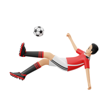 Überfallkick für Fußballspieler  3D Illustration