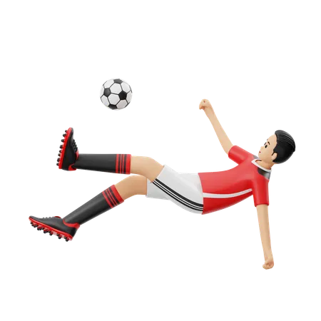 Überfallkick für Fußballspieler  3D Illustration