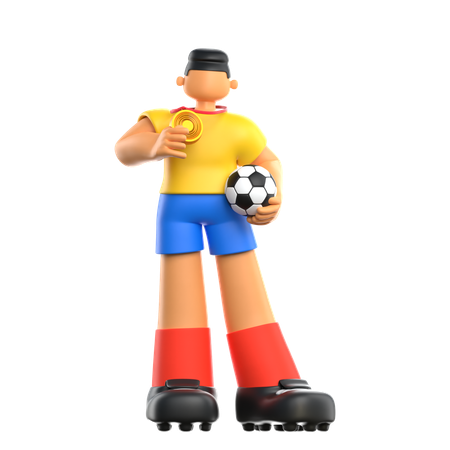 Fußballspieler mit Ball  3D Illustration