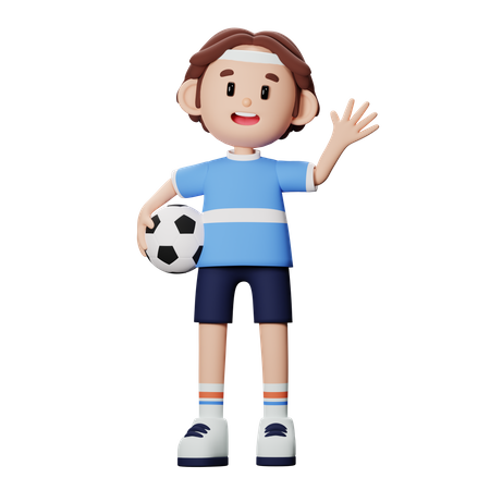 Footballspieler mit Ball  3D Illustration