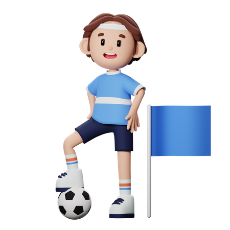 Football-Spieler macht Eckstoß  3D Illustration