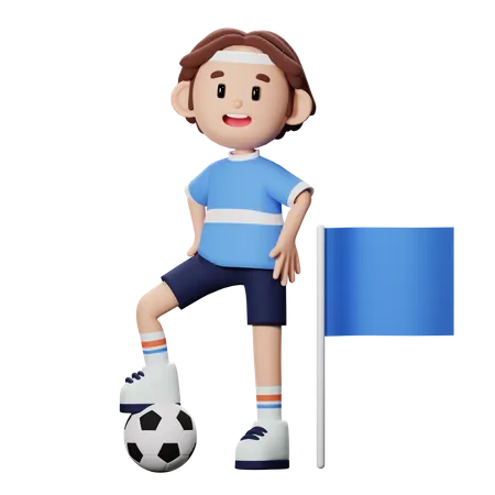 Football-Spieler macht Eckstoß  3D Illustration