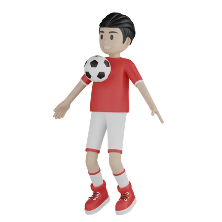 Footballspieler beim Freestylen  3D Illustration