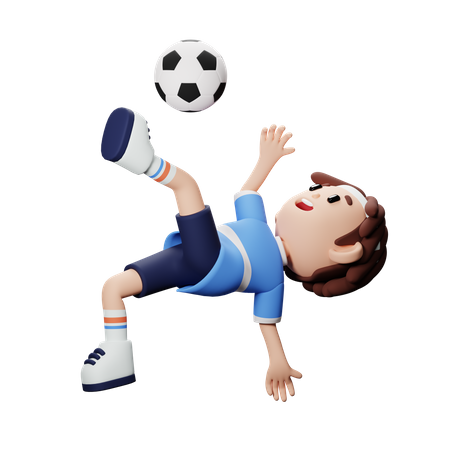 Footballspieler beim Overhead-Kick  3D Illustration