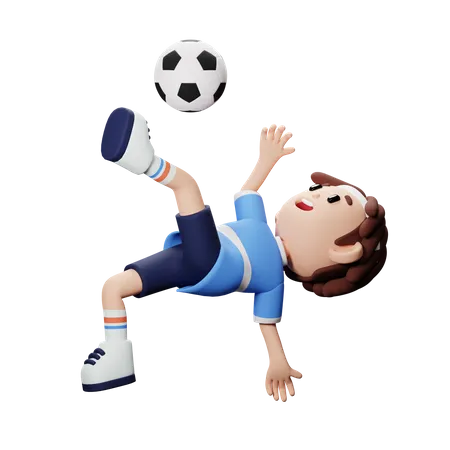 Footballspieler beim Overhead-Kick  3D Illustration