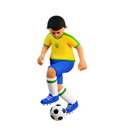 Football-Spieler mit dem Ball  3D Illustration