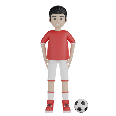 Fußballspieler mit Fußball  3D Illustration