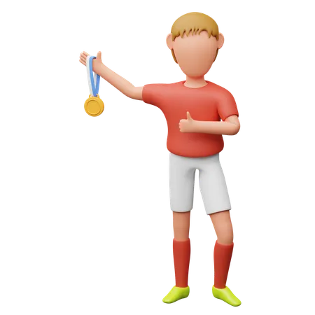 Fußballspieler tragen Medaillen  3D Illustration