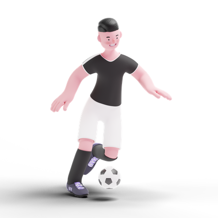 Fußballspieler trainiert für Spiel  3D Illustration