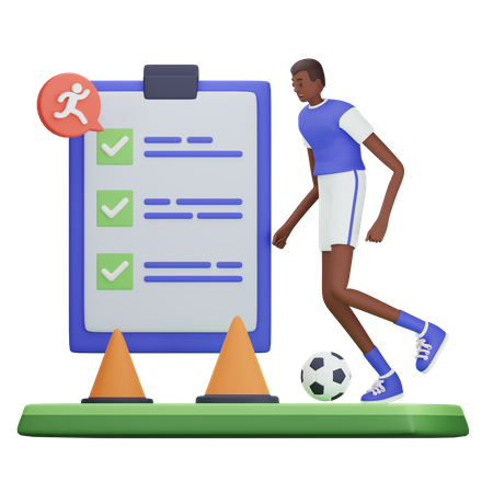 Fußballspieler trainiert nach Plan  3D Icon