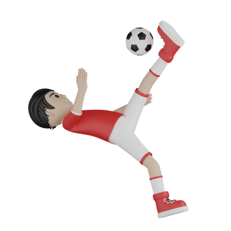 Footballspieler tritt Fußball  3D Illustration