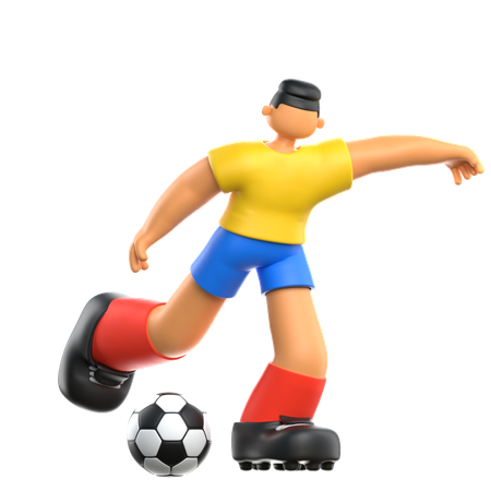 Fußballspieler tritt zum Ball  3D Illustration