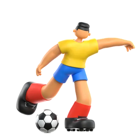 Fußballspieler tritt zum Ball  3D Illustration