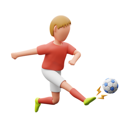 Fußballspieler treten den Ball  3D Illustration