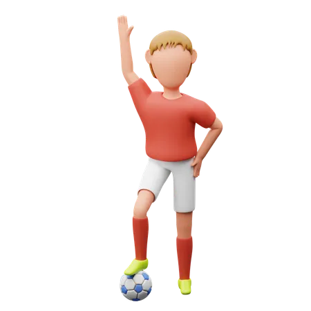 Football-Spieler winken  3D Illustration