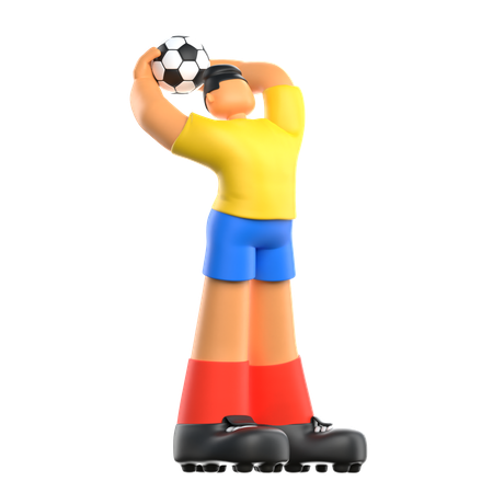 Fußballspieler wirft Ball  3D Illustration