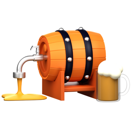 Fût de bière et verre  3D Icon