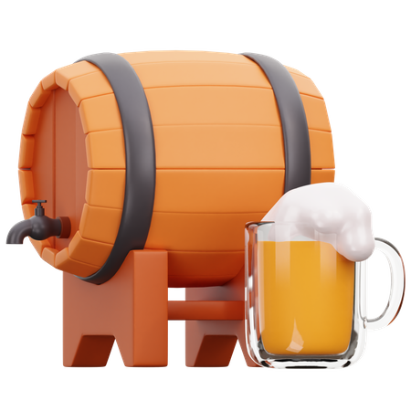 Fût de bière et verre  3D Icon