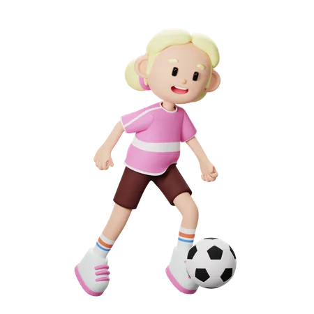 Jugador de fútbol corriendo con pelota  3D Illustration
