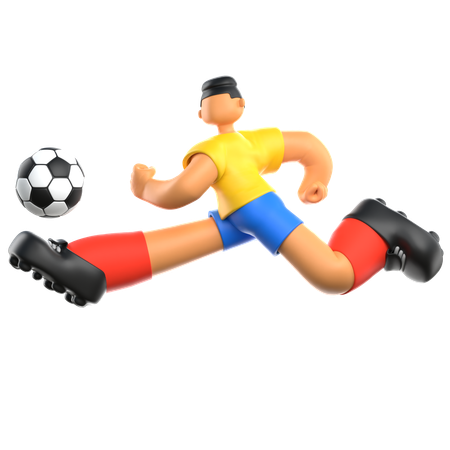 Jugador de fútbol haciendo patada al fútbol  3D Illustration