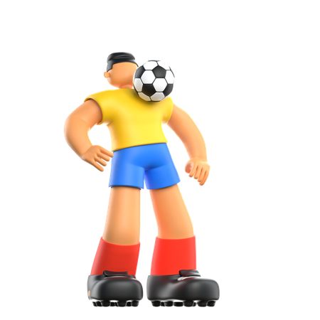 Jugador de fútbol haciendo patada al fútbol  3D Illustration