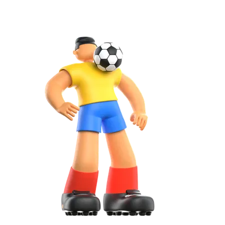 Jugador de fútbol haciendo patada al fútbol  3D Illustration