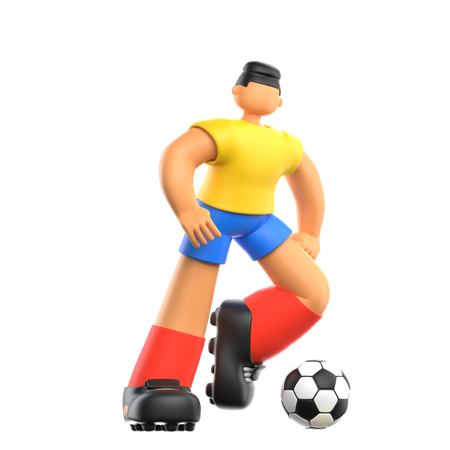 Jugador de fútbol haciendo patada al fútbol  3D Illustration