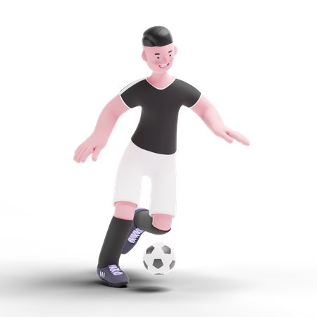 Jugador de fútbol practicando para el partido  3D Illustration