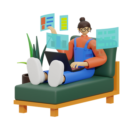 Future of Work, Flexibility and Comfort  3D Illustration