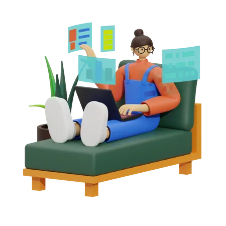 Future of Work, Flexibility and Comfort  3D Illustration