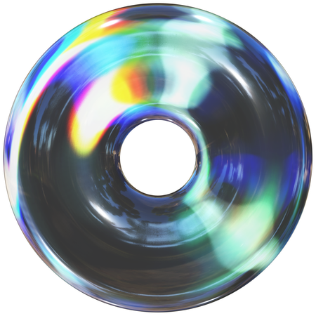 Futuristic Glass Donut Ring Shapes  3D Icon