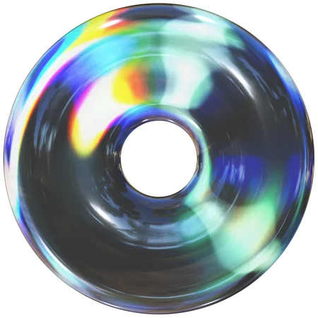 Futuristic Glass Donut Ring Shapes  3D Icon