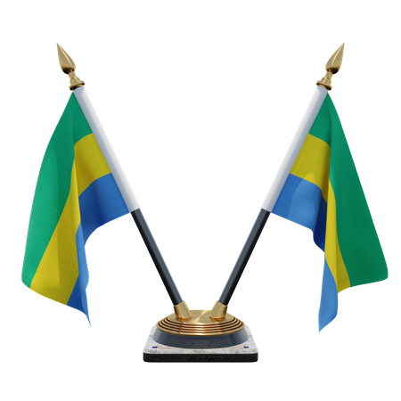 Gabon Double (V) Desk Flag Stand  3D Icon