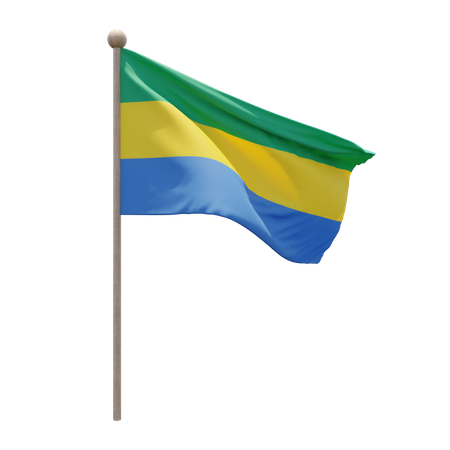 Gabon Flag Pole  3D Flag