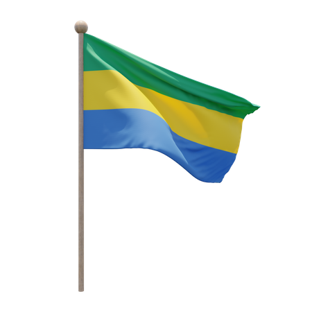 Gabon Flag Pole  3D Illustration