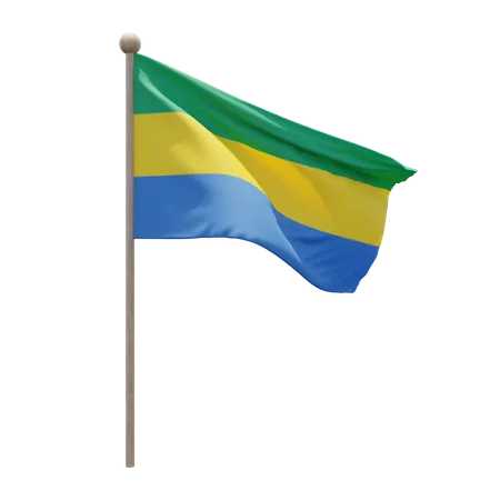 Gabon Flag Pole  3D Flag